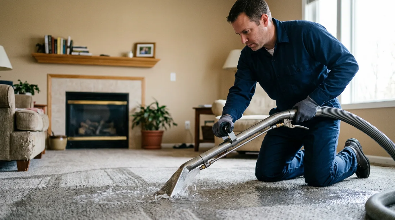 Water damage restoration technician working near Buttonwillow, CA